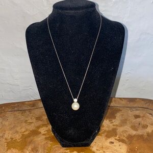 925 Sliver Necklace with Crystal & Faux Pearl